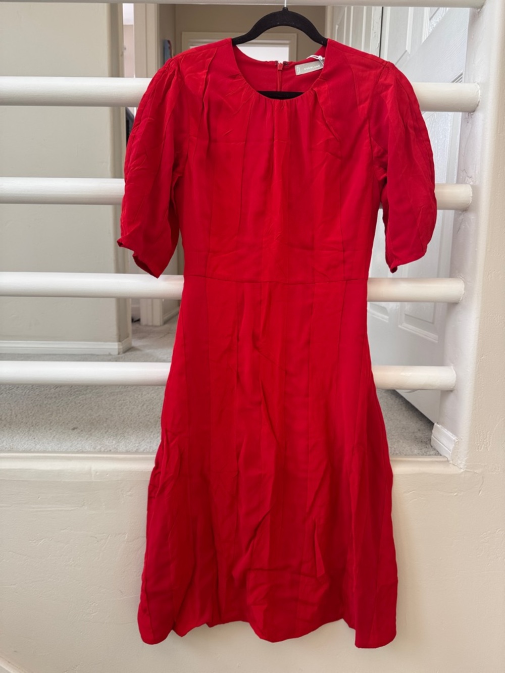 Everlane City Stripe Red Short-Sleeve Midi Dress